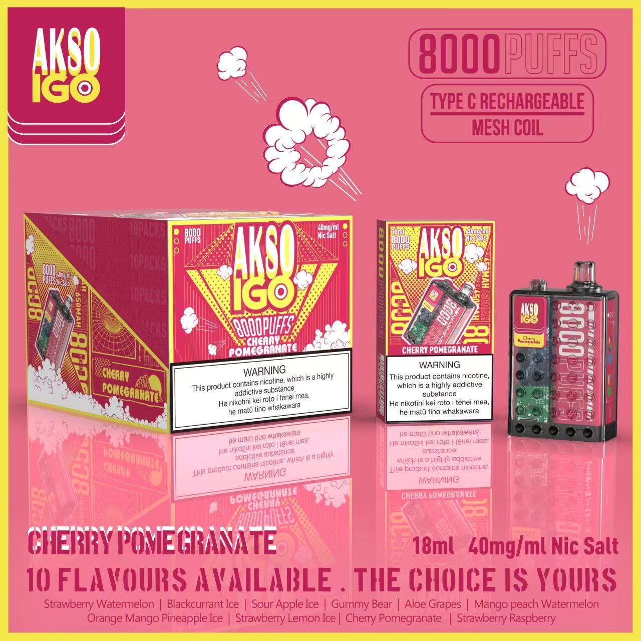 AKSO IGO 8000 Puffs Disposable (Pack of 10) 40mg Nicotine salt