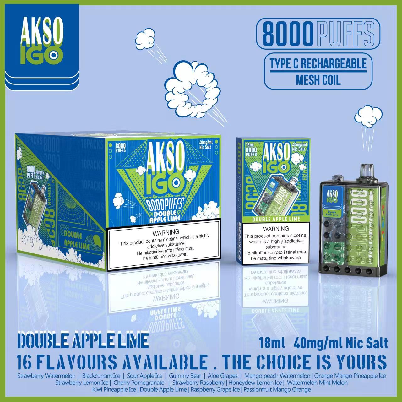 AKSO IGO 8000 Puffs Disposable (Pack of 10) 40mg Nicotine salt