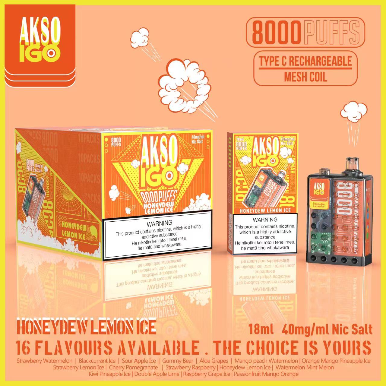 AKSO IGO 8000 Puffs Disposable (Pack of 10) 40mg Nicotine salt