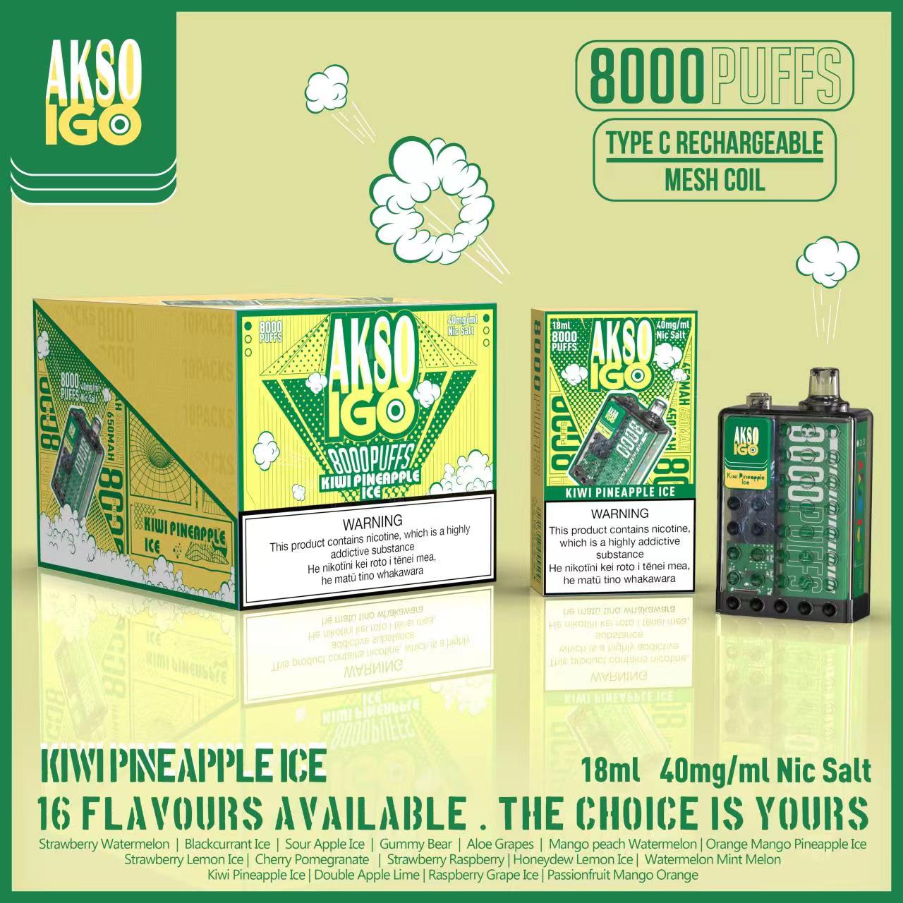 AKSO IGO 8000 Puffs Disposable (Pack of 10) 40mg Nicotine salt