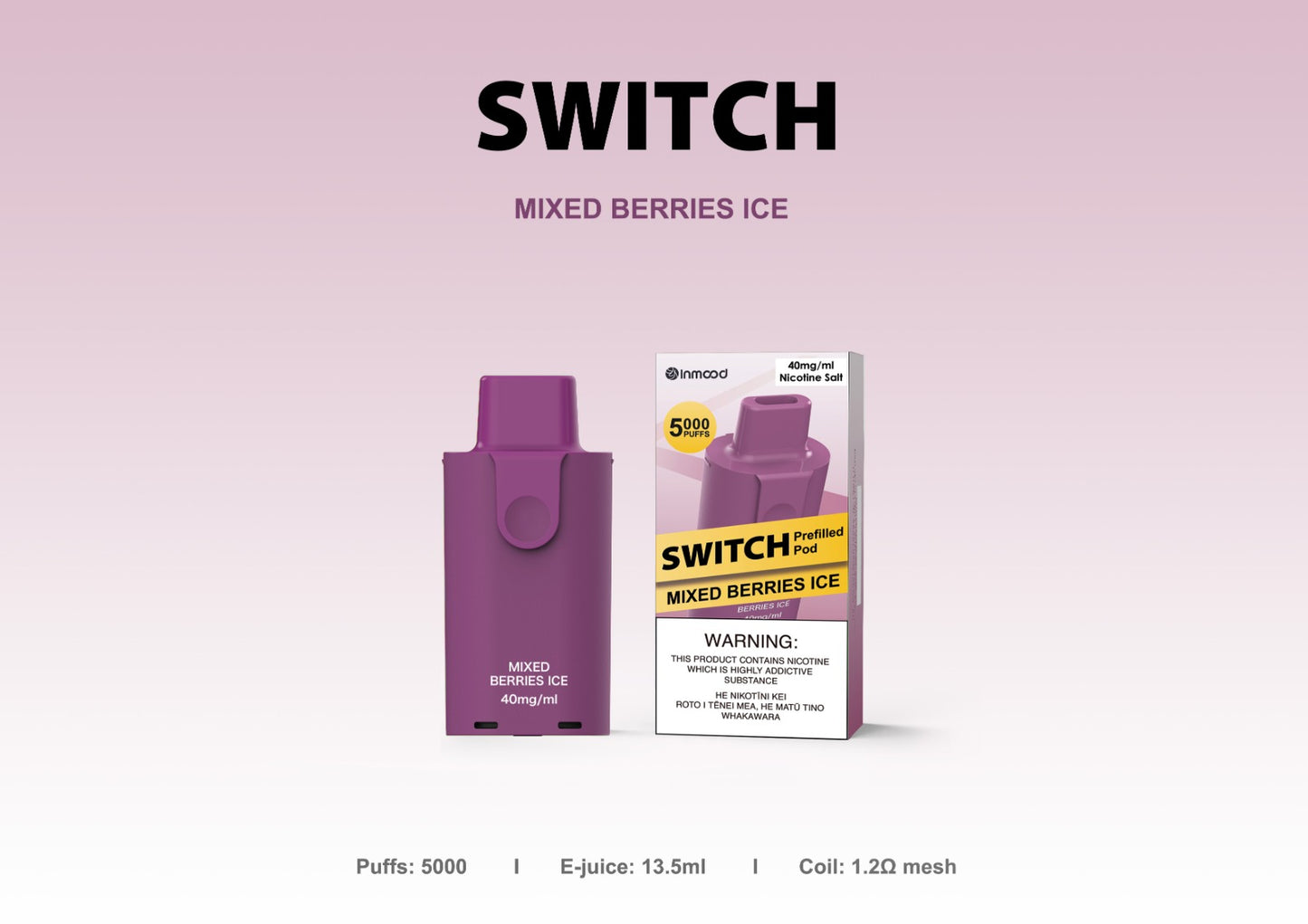 Inmood Switch Pods -5000 puffs (pack of 10) 40mg