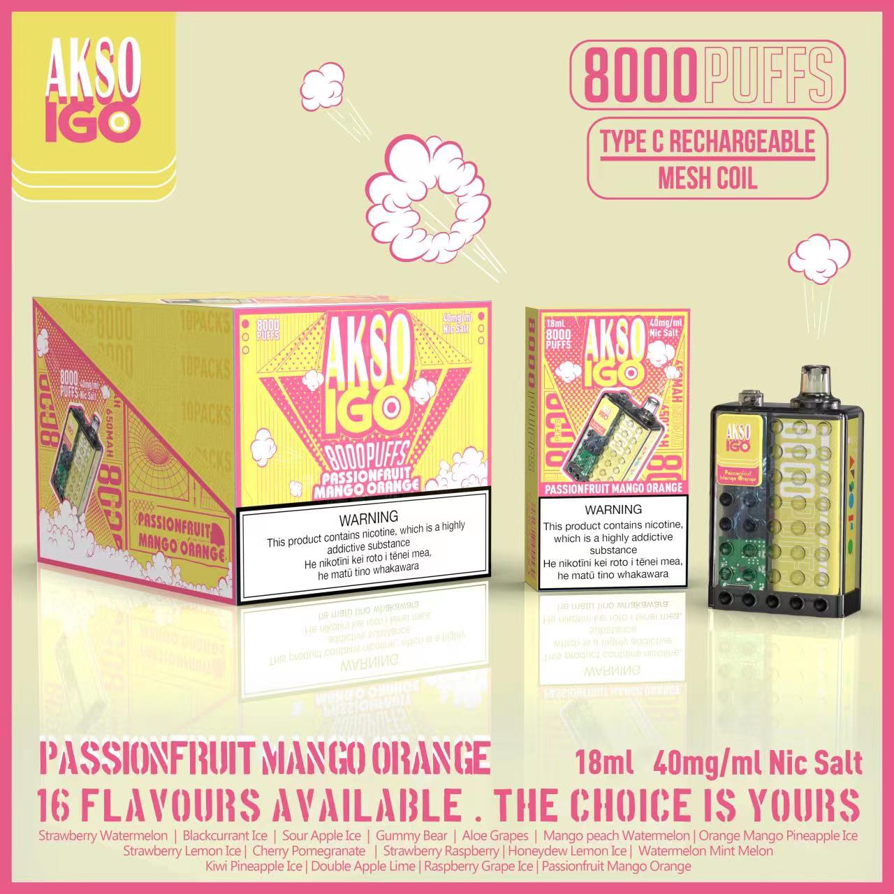 AKSO IGO 8000 Puffs Disposable (Pack of 10) 40mg Nicotine salt