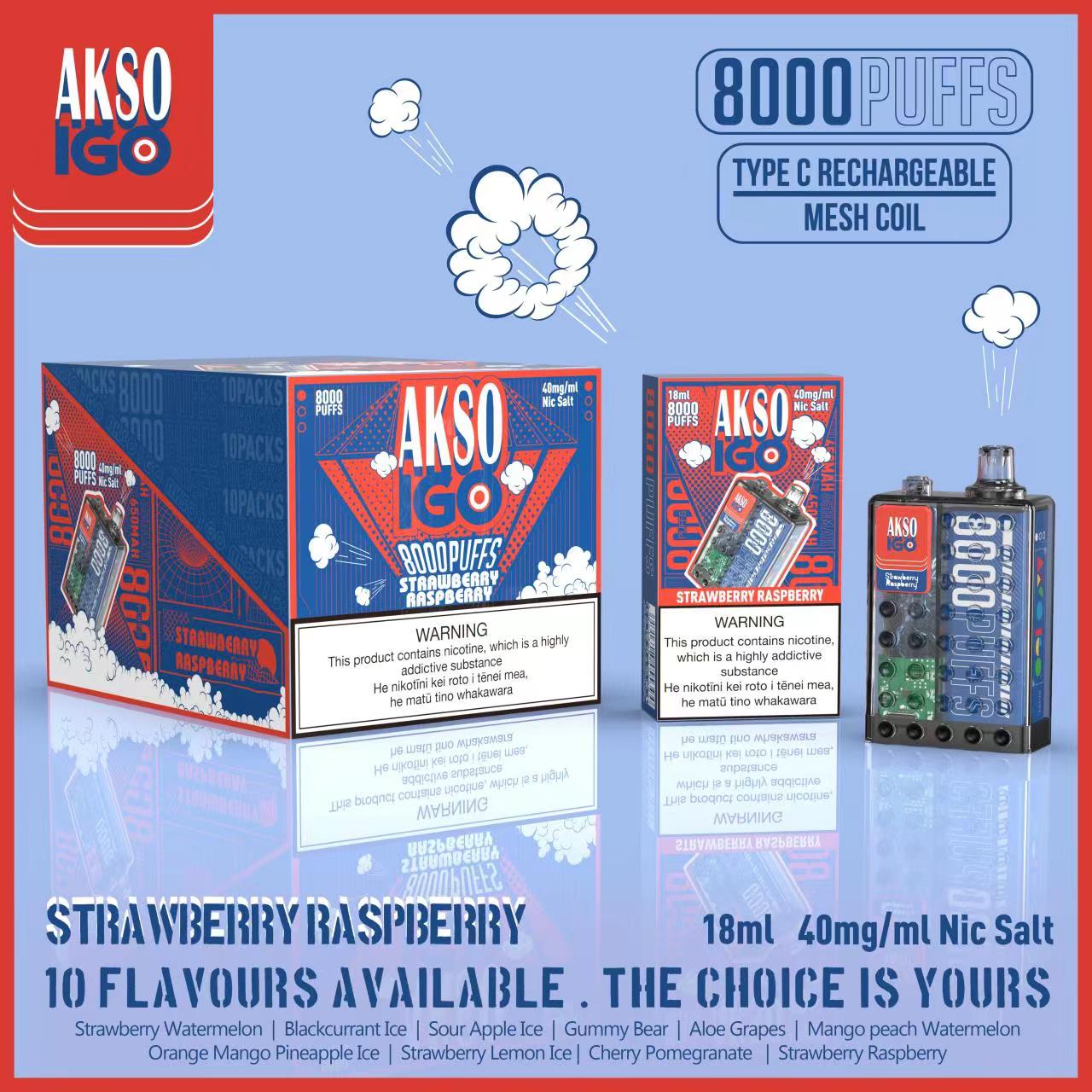 AKSO IGO 8000 Puffs Disposable (Pack of 10) 40mg Nicotine salt