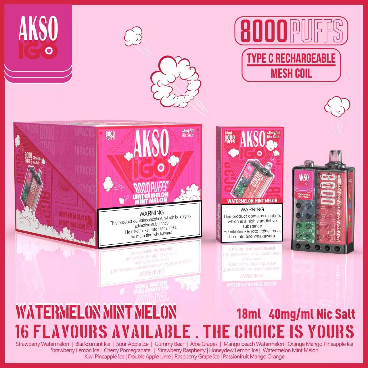 AKSO IGO 8000 Puffs Disposable (Pack of 10) 40mg Nicotine salt